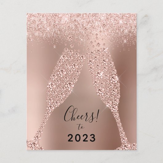 Budget Rose Gold Metallic 2022 Carte Nouvel An (Devant)