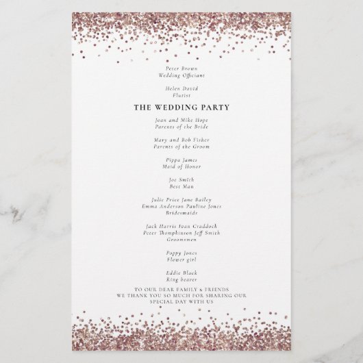 Budget Rose Gold Parties scintillant programme de  (Dos)