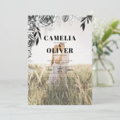 Budget Rose noir PHOTO OVERLAY Mariage Invitation (Debout devant)