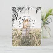 Budget Rose noir PHOTO OVERLAY Mariage Invitation (Debout devant)