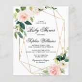Budget rose & verdure Feuille Invitation Baby show (Devant)