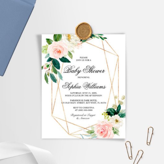 Budget rose & verdure Feuille Invitation Baby show