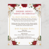 Budget Rouge Floral Bilingue Quinceañera Menu (Dos)