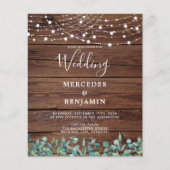 Budget Roustic String Lights Greenery Wedding Invi (Voorkant)