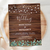 Budget Roustic String Lights Greenery Wedding Invi