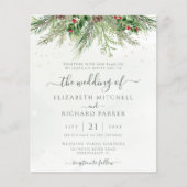 Budget Roustic Winter Greenery Wedding Invitation (Voorkant)