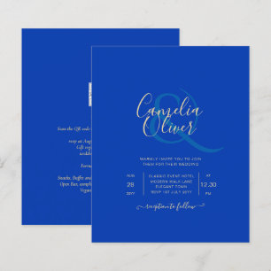 Budget Royal Blauw Monochroom Trouw UITNODIGING
