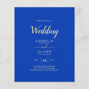 Budget Royal Blauw Monochroom Trouw-UITNODIGING Flyer