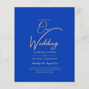 Budget Royal Blauw Monochroom Trouw UITNODIGING Flyer
