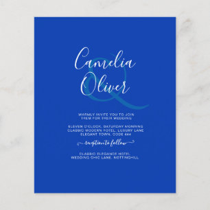 Budget Royal Blauw Monochroom Trouw UITNODIGING Flyer