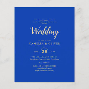 Budget Royal Blauw Monochroom Trouw-UITNODIGING Flyer