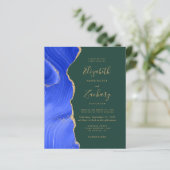 Budget Royal Blue Gold Agaat Green QR Code Wedding (Staand voorkant)
