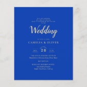 Budget Royal Blue Monochrome Wedding INVITE (Voorkant)