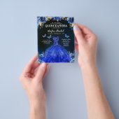 Budget Royal Blue QR Code Princess Quinceanera Flyer (Hand)