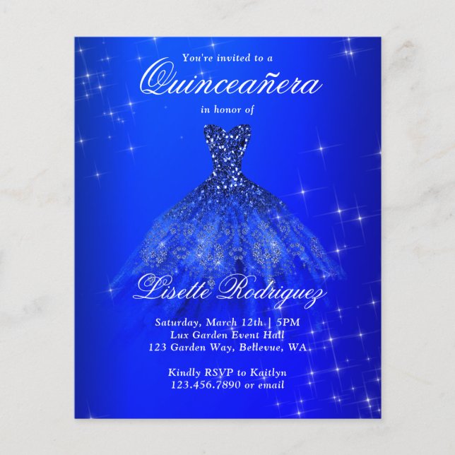 Budget Royal Blue Quinceanera (Voorkant)