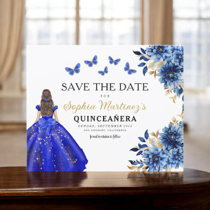 Budget Royal Blue Save the Date Quinceanera
