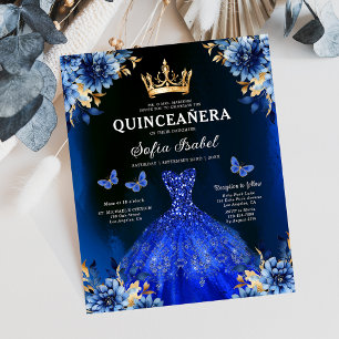 Budget Royal Blue Tweetalige Spaanse Quinceanera