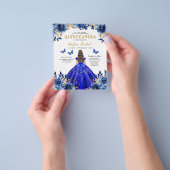Budget Royal Blue Tweetalige Spaanse Quinceanera Flyer (Hand)