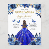 Budget Royal Blue Tweetalige Spaanse Quinceanera Flyer (Voorkant)