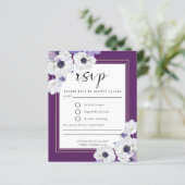 Budget Royal Paars Floral RSVP Card (Staand voorkant)
