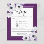 Budget Royal Paars Floral RSVP Card (Voorkant)