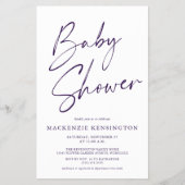 Budget Royal Paars Script Baby shower FLYER (Voorkant)