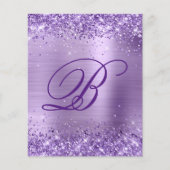 Budget Royal Paarse Glittery Folie Invitation (Voorkant)