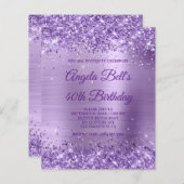 Budget Royal Paarse Glittery Folie Invitation (Voorkant / Achterkant)