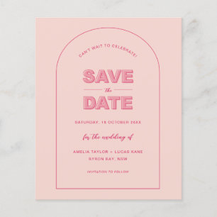 BUDGET Roze Arch Modern Bold Type sparen de Datum Flyer
