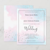 Budget roze Blauwgroen Waterverf Zilverweddenschap (Voorkant / Achterkant)