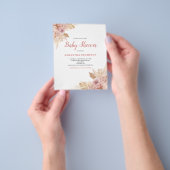 Budget Roze Bloemen Boho Baby shower Invitation Flyer (Hand)