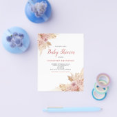 Budget Roze Bloemen Boho Baby shower Invitation Flyer (Enkel)