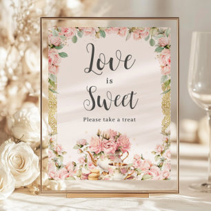 Budget Roze Bloemen High Tea Bruids Liefde is Zoet