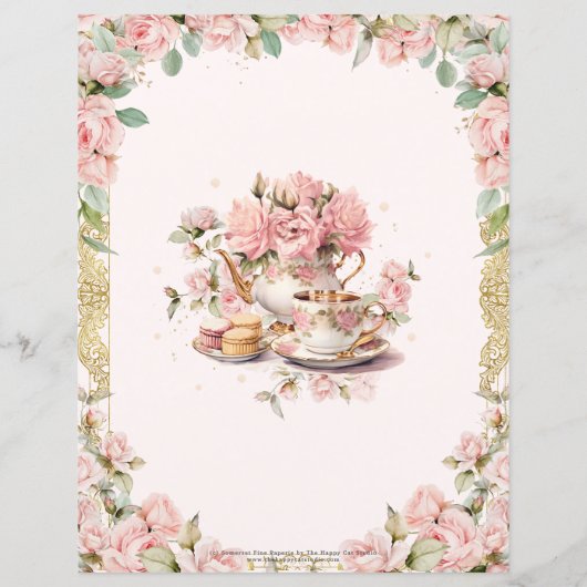 Budget Roze Bloemen High Tea Bruids Liefde is Zoet (Achterkant)