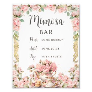Budget Roze Bloemen High Tea Vrijgezellenfeest Mim Foto Afdruk