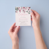 Budget Roze Bloemen Memorial Viering van het leven Flyer (Hand)