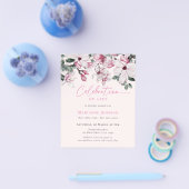 Budget Roze Bloemen Memorial Viering van het leven Flyer (Enkel)