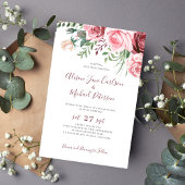 Budget roze bloemen waterverf huwelijksuitnodiging