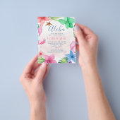 Budget roze bloemrijke zomer bruidsmeisje uitnodig flyer (Hand)