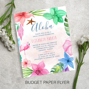 Budget roze bloemrijke zomerse bruidsbruiloft uitn flyer