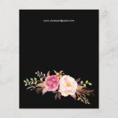 Budget Roze Blush Floral Black Wedding Flyer (Achterkant)