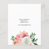 Budget Roze Blush White Floral 1C Vrijgezellenfees Flyer (Achterkant)