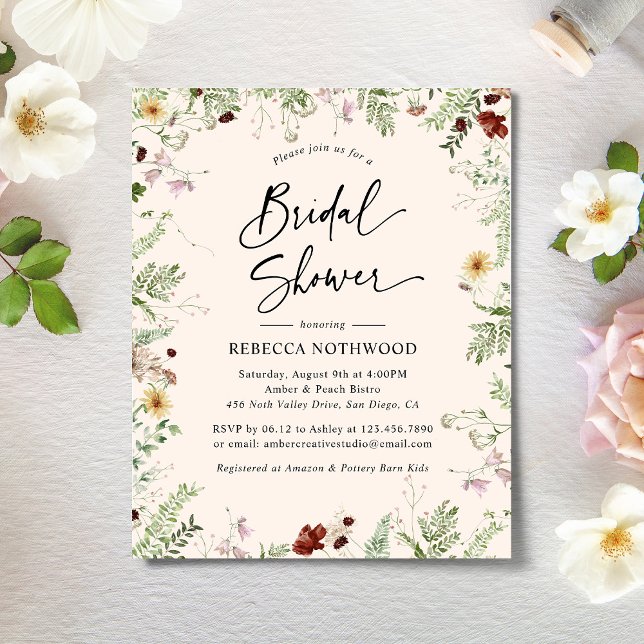 Budget Roze Boho Florals Bridal Shower Uitnodiging (Creator heeft geüpload)