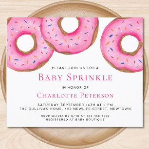 Budget Roze Donuts Meisje Baby Sprinkle Uitnodigin