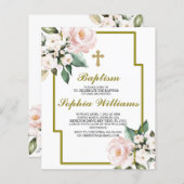 Budget Roze en White Baptism İnvitation (Voorkant / Achterkant)
