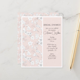 BUDGET Roze en White Birds Shower Invitation