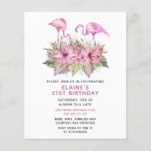 Budget roze Flamingo Birthday Party Uitnodiging (Voorkant)
