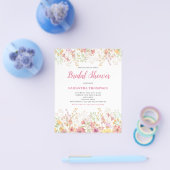 Budget Roze Floral Bridal Shower Uitnodiging Flyer (Enkel)