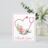 BUDGET Roze Floral Stethoscoop Hartelijk dank (Staand voorkant)