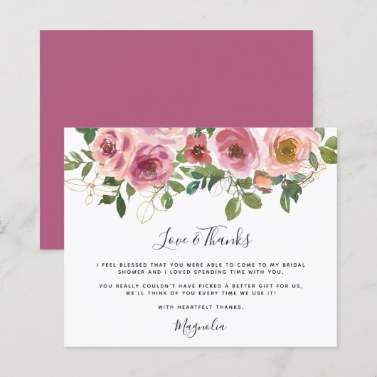 Budget Roze Floral Vrijgezellenfeest Hartelijk dan (Voorkant / Achterkant)